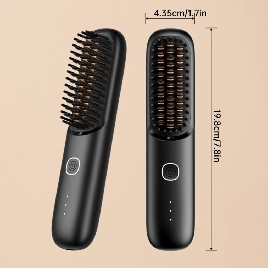 Cordless Hair Straightener Brush 450°F Adjustable Temp 30s Fast Heating 10000mAh Travel Wireless Straightening Comb Adult Kids