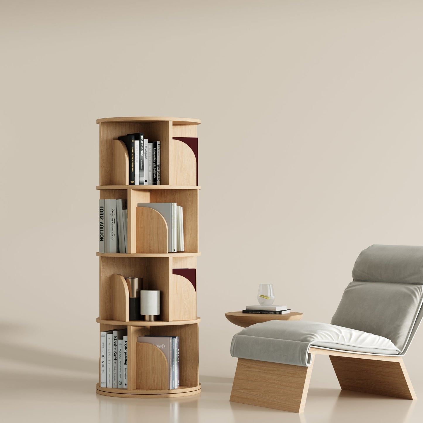 Yowos Rotating Bookshelf 360 Degree Storage Rack