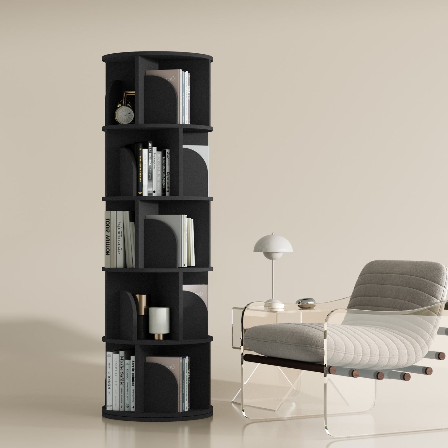 Yowos Rotating Bookshelf 360 Degree Storage Rack