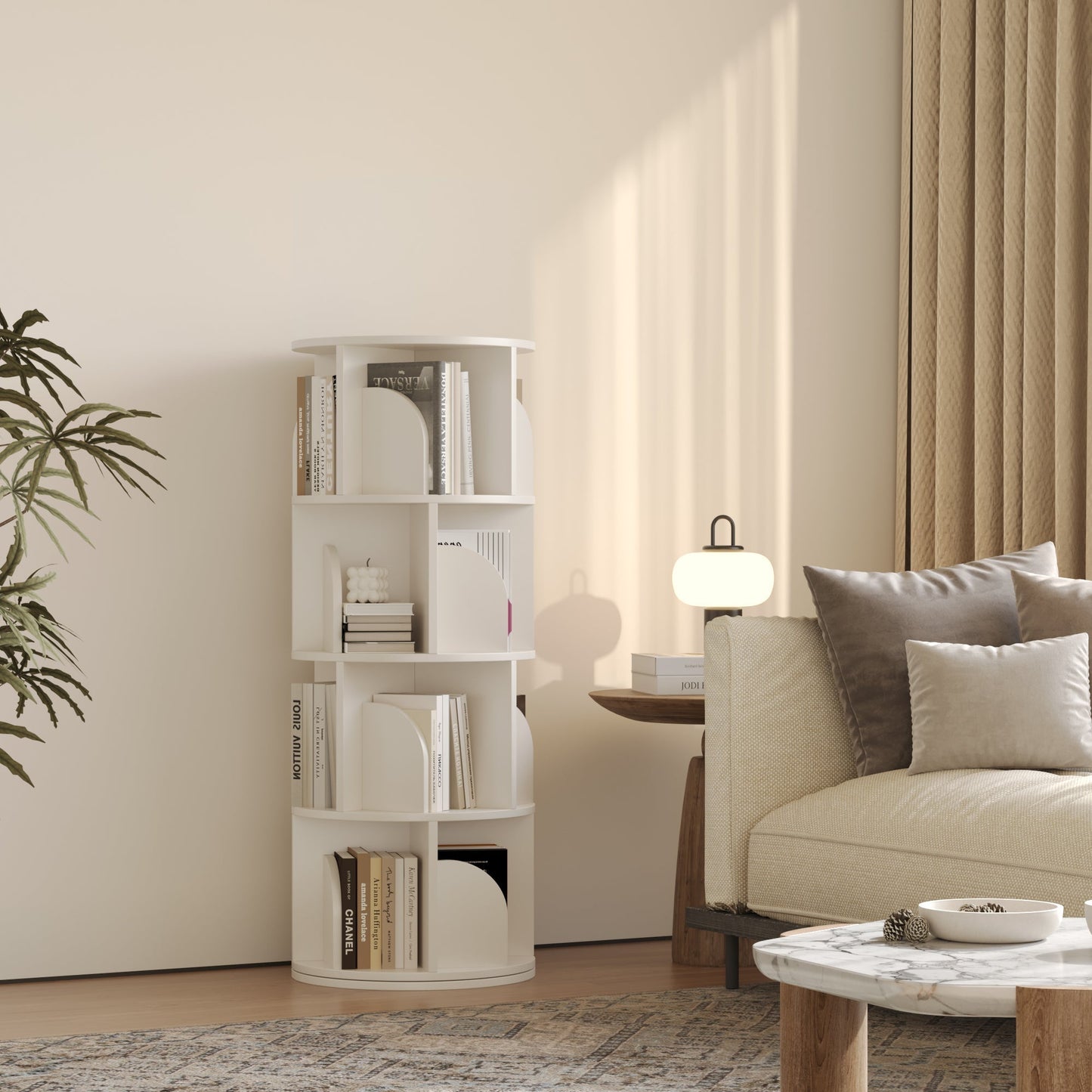 Yowos Rotating Bookshelf 360 Degree Storage Rack