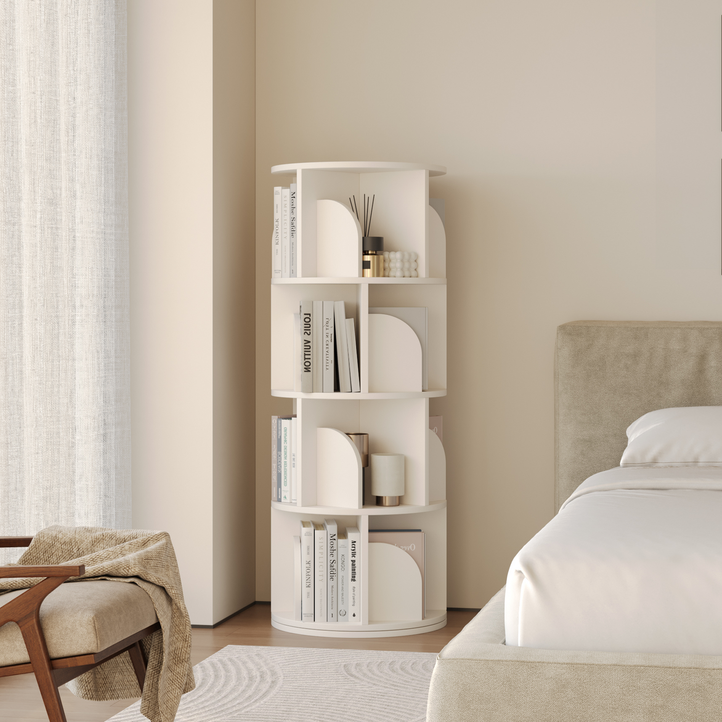 Yowos Rotating Bookshelf 360 Degree Storage Rack