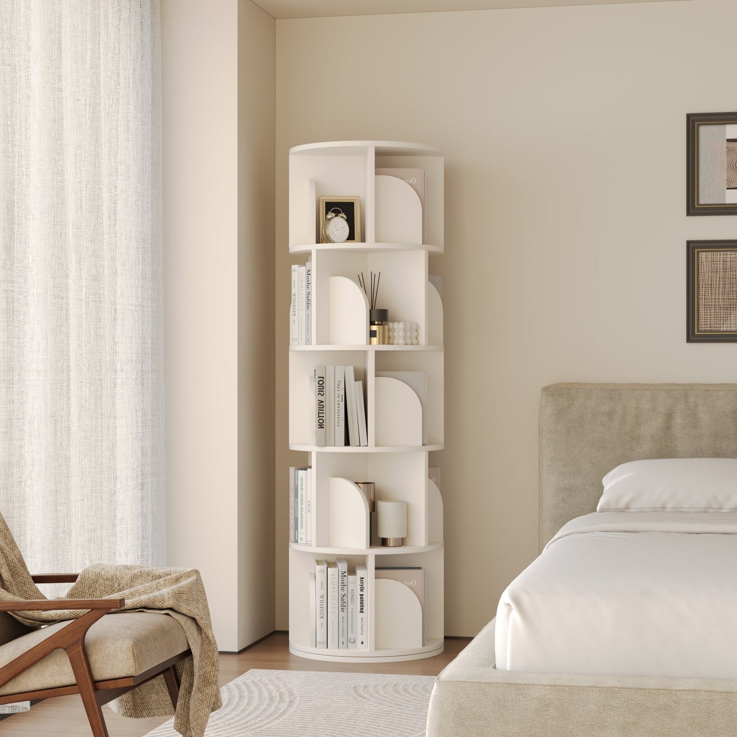 Yowos Rotating Bookshelf 360 Degree Storage Rack