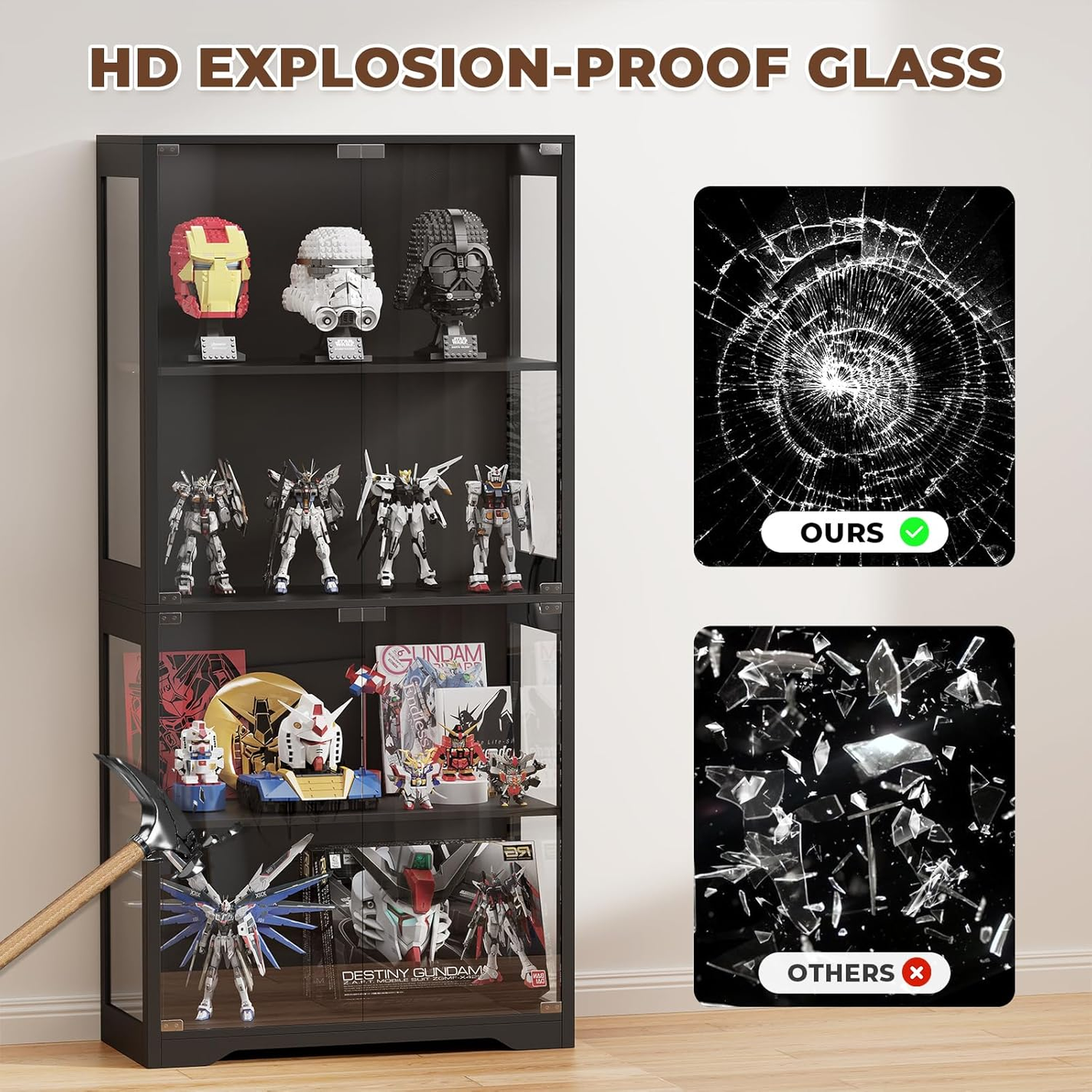 RB- A Showcase with 2-color collectible lights and glass doors