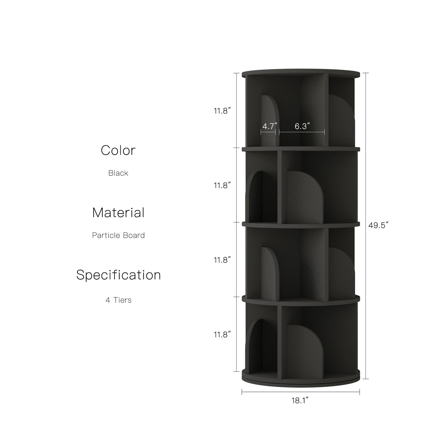 Yowos Rotating Bookshelf 360 Degree Storage Rack