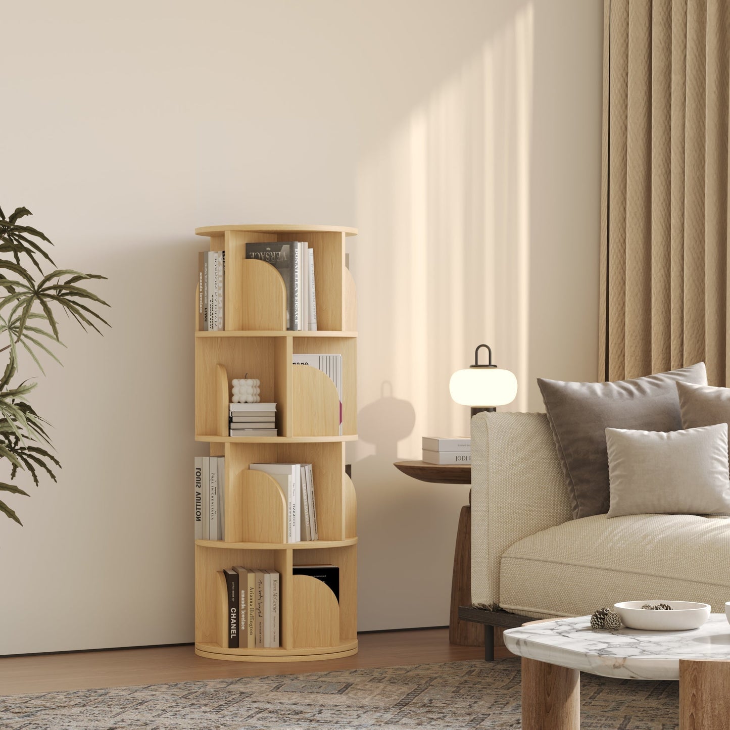 Yowos Rotating Bookshelf 360 Degree Storage Rack