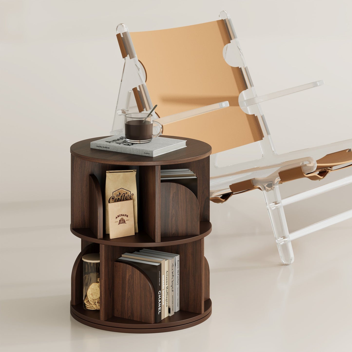 Yowos Rotating Bookshelf 360 Degree Storage Rack