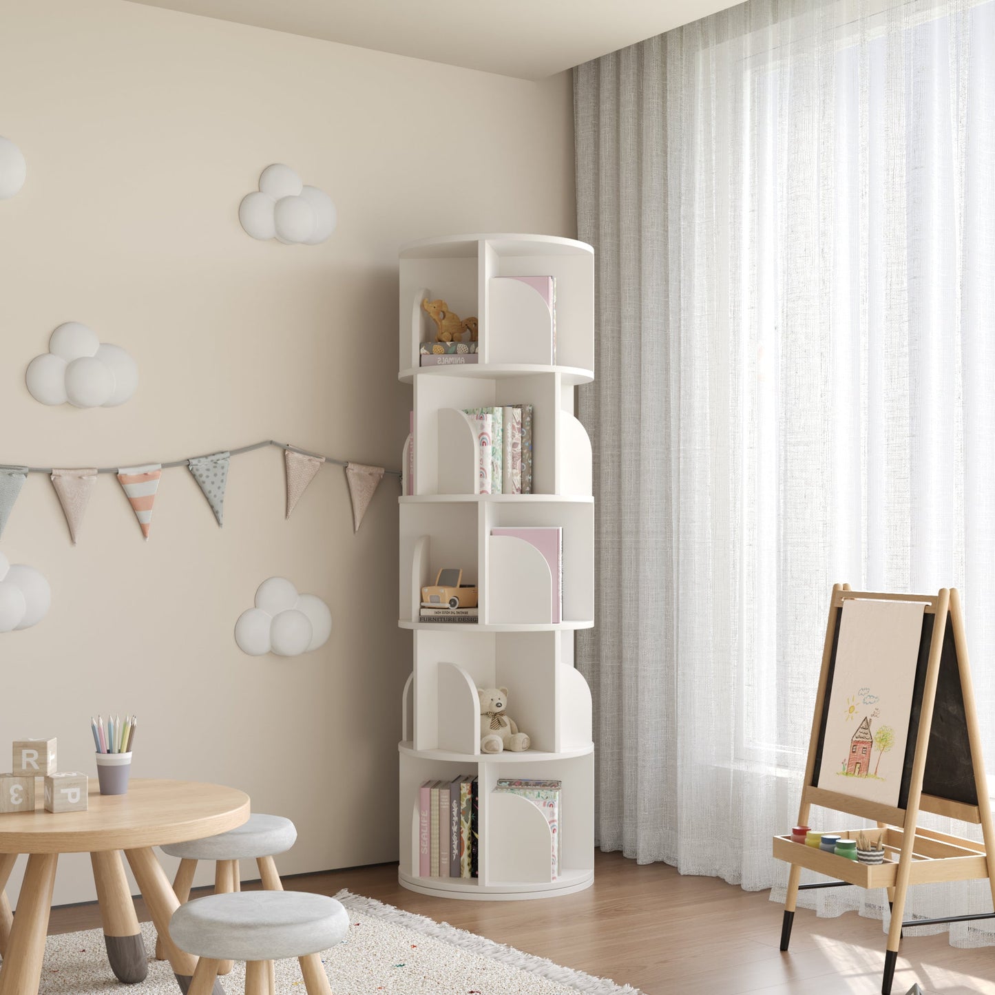 Yowos Rotating Bookshelf 360 Degree Storage Rack