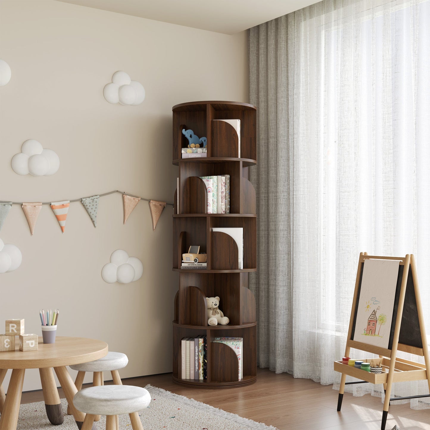 Yowos Rotating Bookshelf 360 Degree Storage Rack