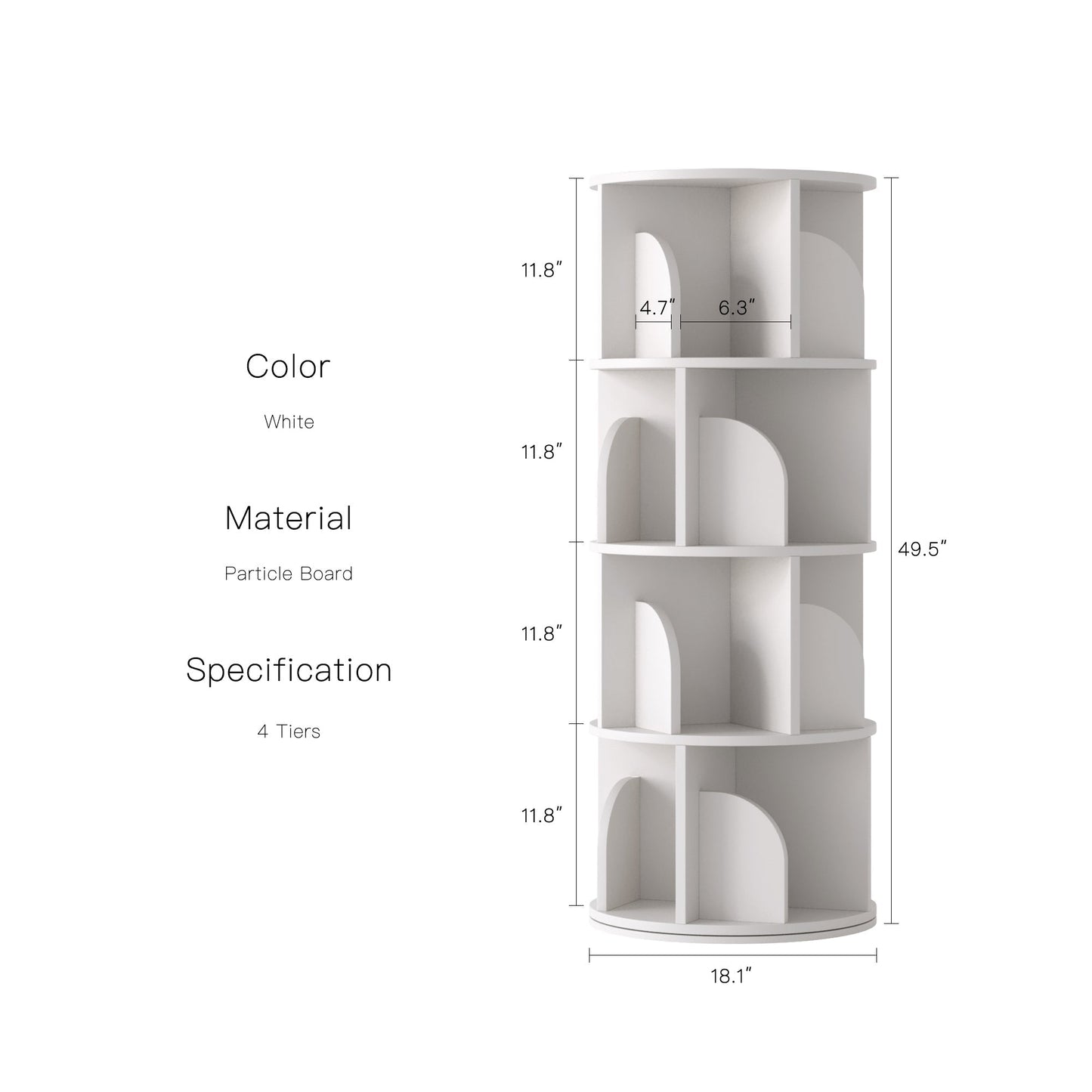 Yowos Rotating Bookshelf 360 Degree Storage Rack