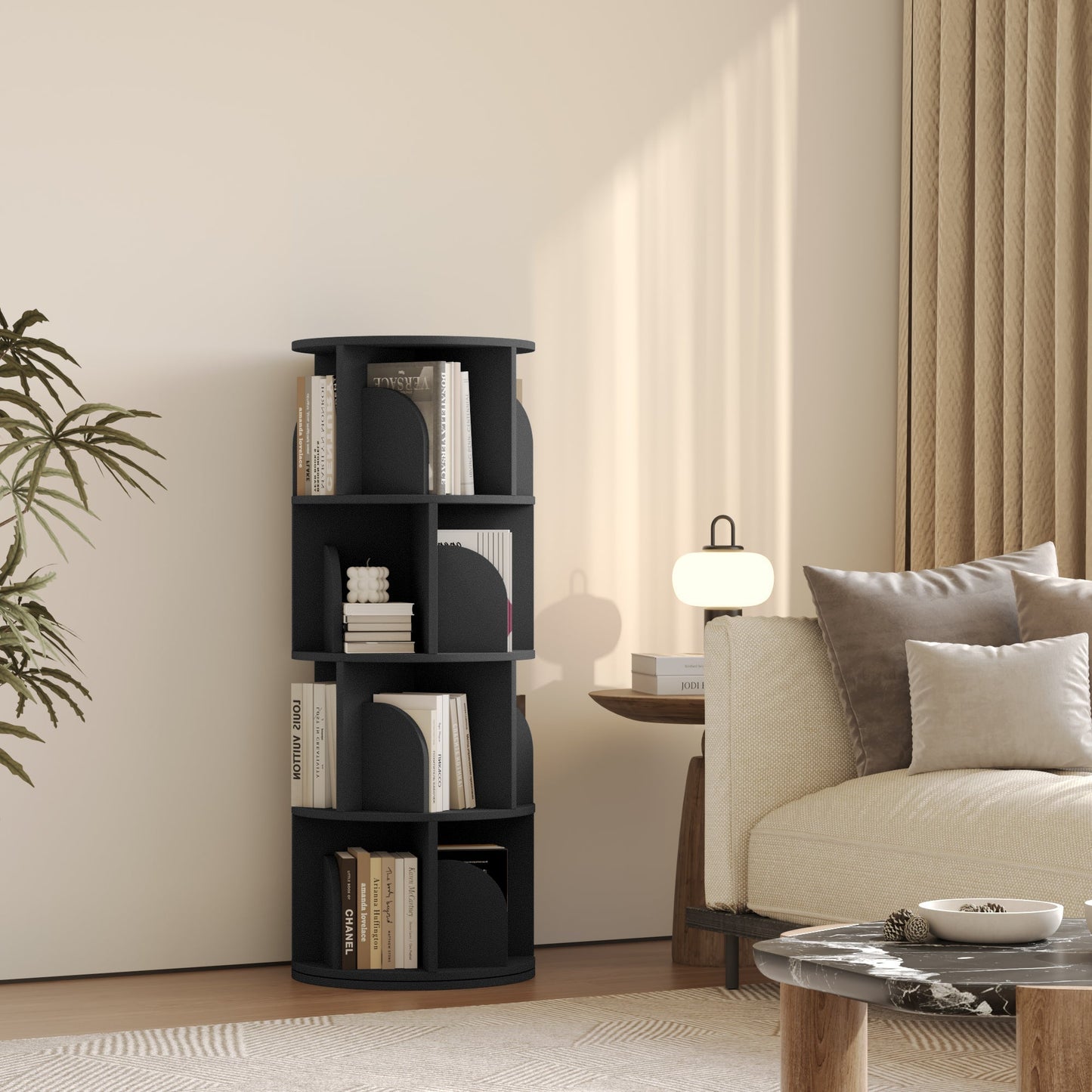 Yowos Rotating Bookshelf 360 Degree Storage Rack