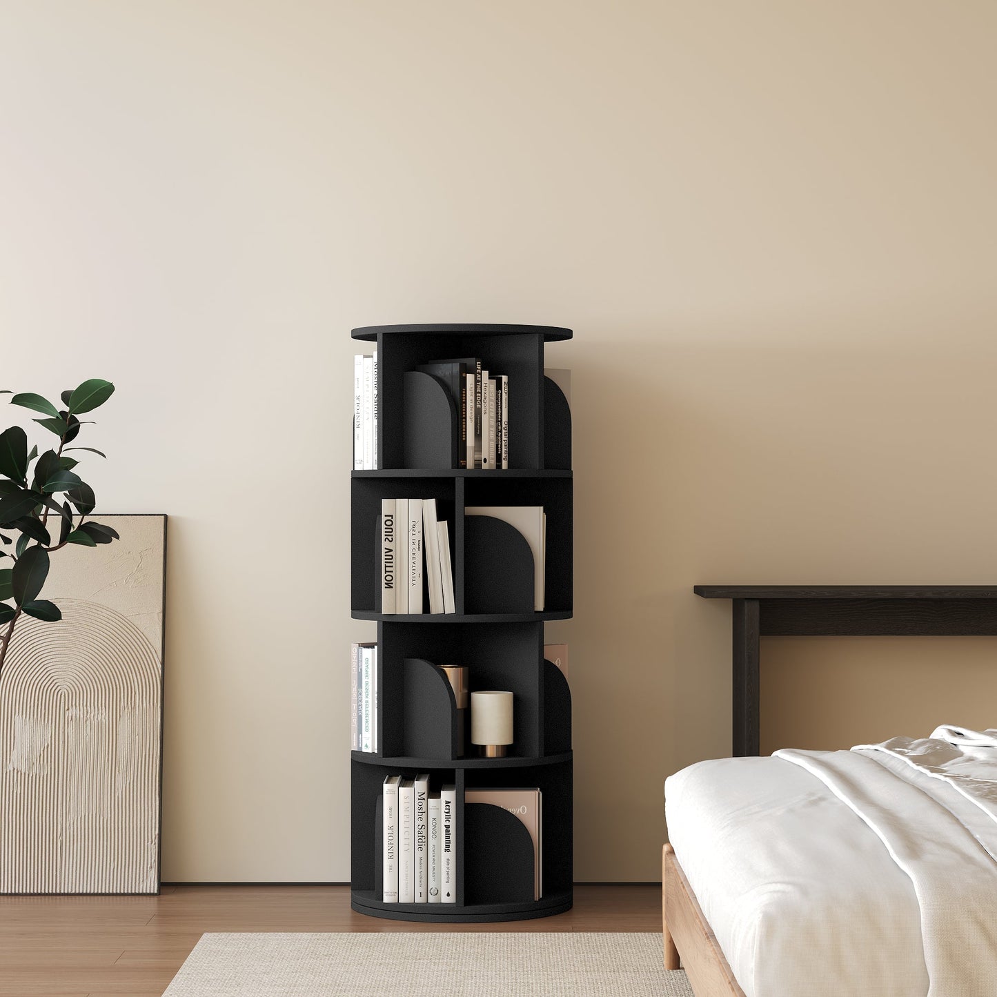 Yowos Rotating Bookshelf 360 Degree Storage Rack