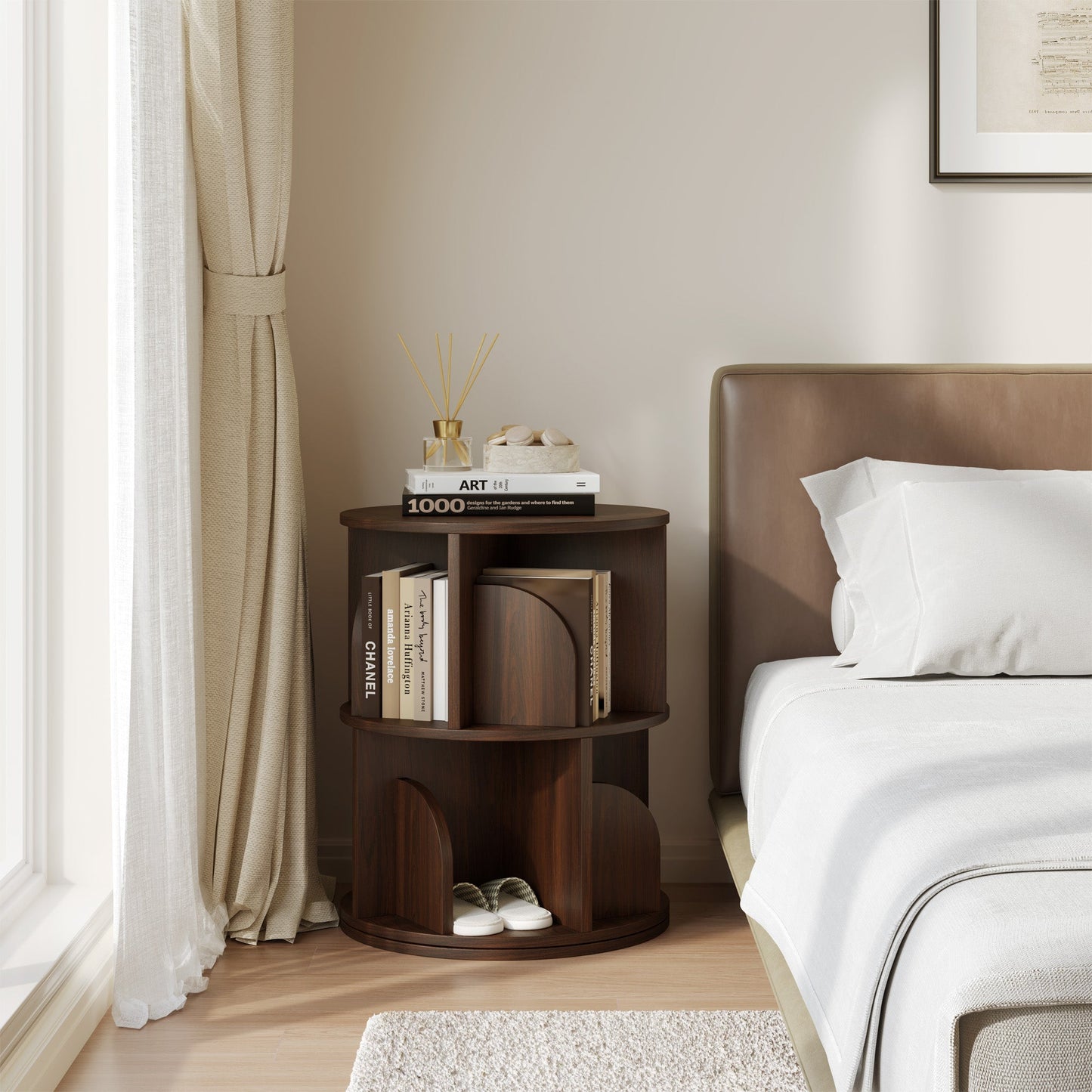 Yowos Rotating Bookshelf 360 Degree Storage Rack