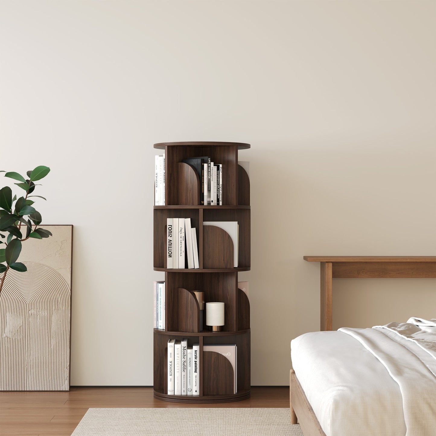 Yowos Rotating Bookshelf 360 Degree Storage Rack