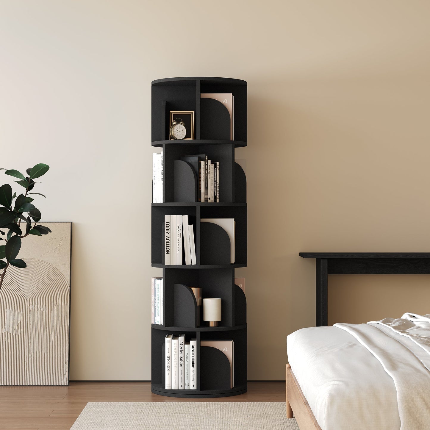 Yowos Rotating Bookshelf 360 Degree Storage Rack