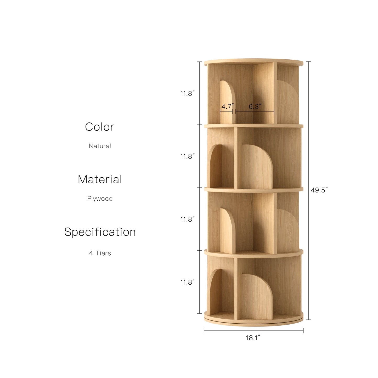 Yowos Rotating Bookshelf 360 Degree Storage Rack