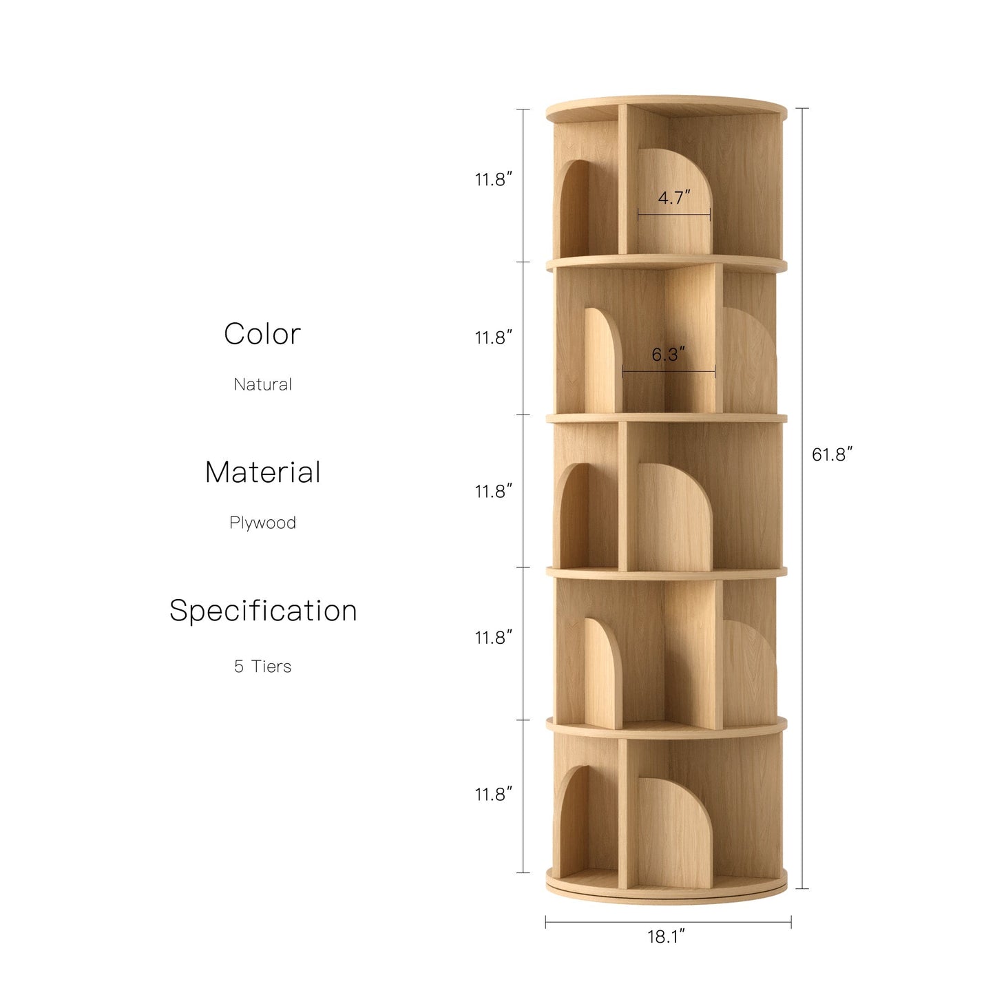 Yowos Rotating Bookshelf 360 Degree Storage Rack