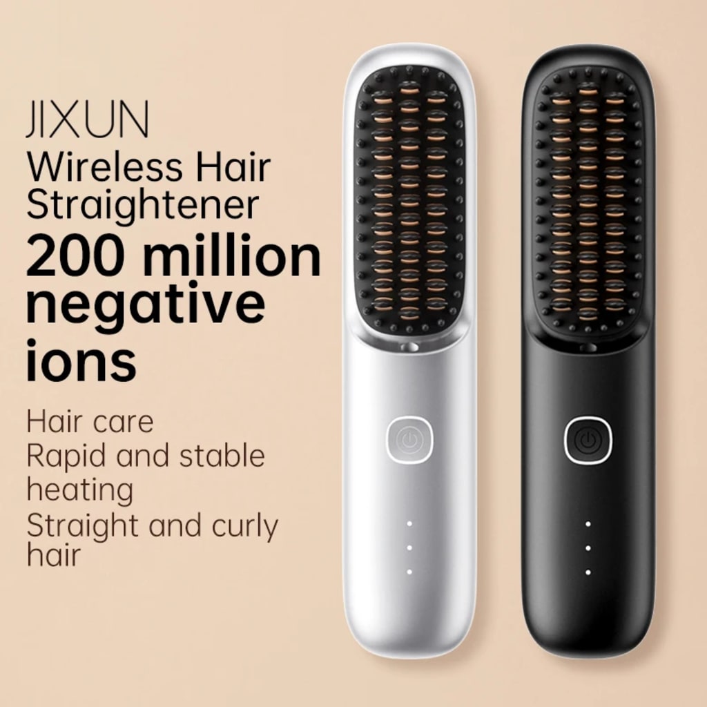 Cordless Hair Straightener Brush 450°F Adjustable Temp 30s Fast Heating 10000mAh Travel Wireless Straightening Comb Adult Kids