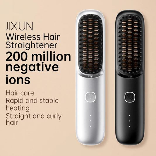 Cordless Hair Straightener Brush 450°F Adjustable Temp 30s Fast Heating 10000mAh Travel Wireless Straightening Comb Adult Kids
