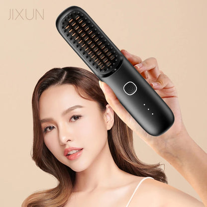 Cordless Hair Straightener Brush 450°F Adjustable Temp 30s Fast Heating 10000mAh Travel Wireless Straightening Comb Adult Kids
